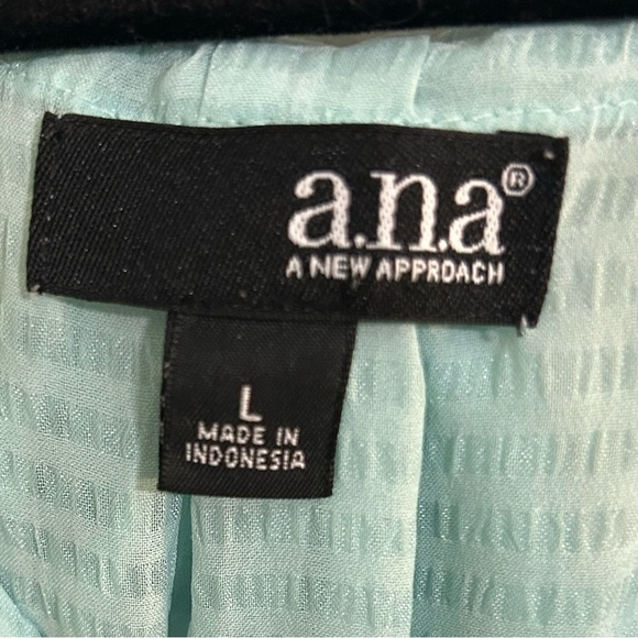a.n.a Robin’s egg blue sheer top - Size Large - tie detail in the back - striped - Picture 5 of 6